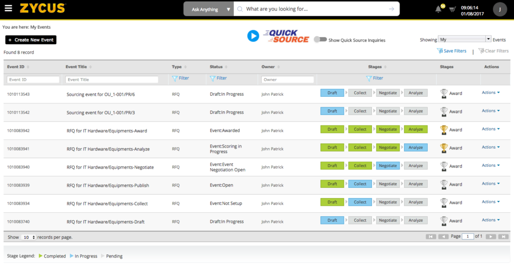 Zycus screenshot - Le 10 migliori soluzioni software per l’approvvigionamento IT recensite nel 2026