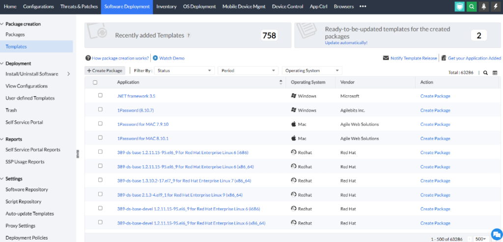 ManageEngine Endpoint Central screenshot - La lista definitiva: i 10 migliori software di distribuzione del 2026