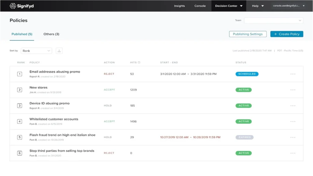 Signifyd screenshot - I 10 migliori software per il rilevamento delle frodi per la sicurezza nel 2026