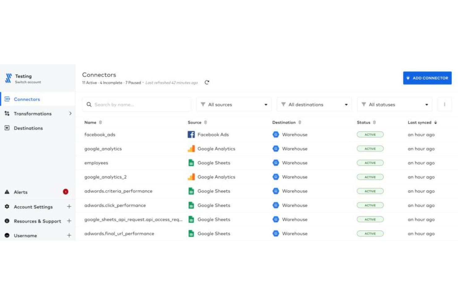 Fivetran screenshot - Le 10 Migliori Soluzioni Software per l’Estrazione dei Dati per il 2026