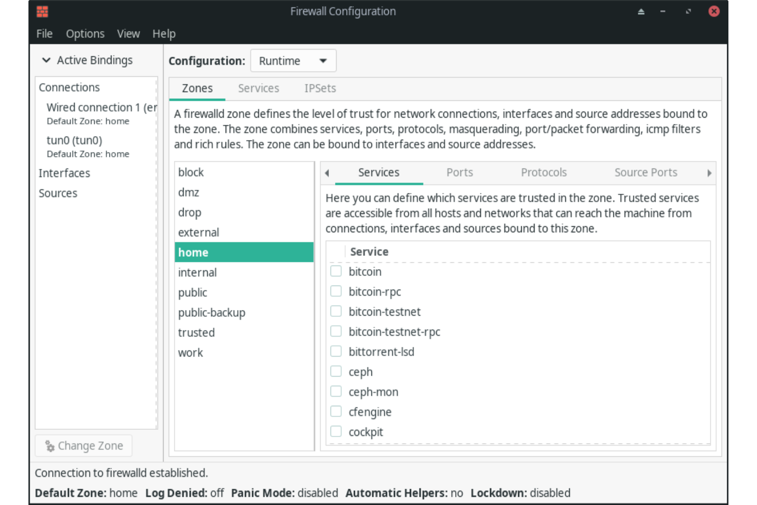 Firewalld screenshot - I 10 migliori software firewall recensiti nel 2026