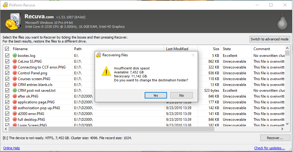 Recuva screenshot - Le 10 Migliori Soluzioni di Recupero File del 2026 Svelate