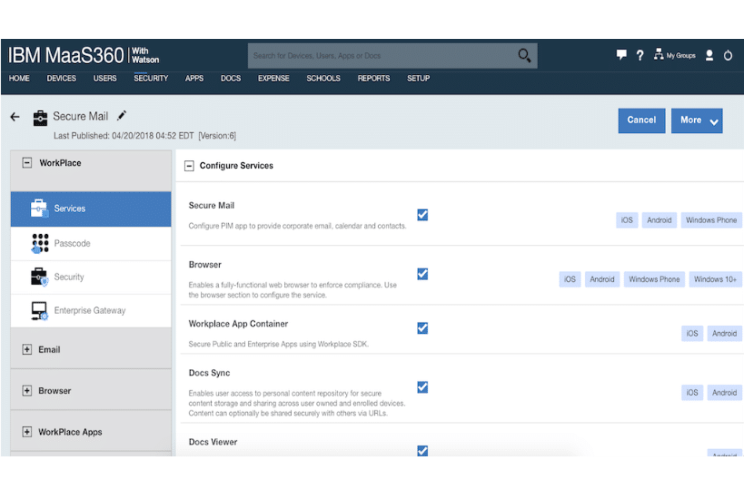 IBM Security MaaS360 screenshot - I 10 migliori strumenti per la gestione della mobilità aziendale del 2026