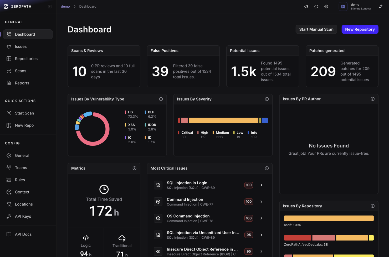 Zeropath screenshot - I 10 migliori strumenti di analisi del codice nel 2026