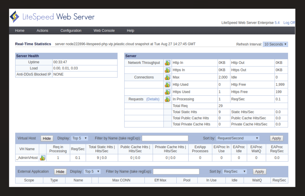 LiteSpeed Web Server screenshot - Le 10 migliori applicazioni server software per sviluppatori nel 2026