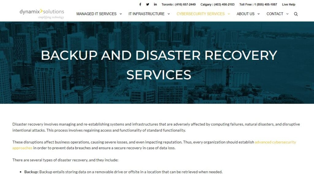 Dynamix Solutions screenshot - Decifrare i 10 Migliori Servizi di Disaster Recovery del 2026