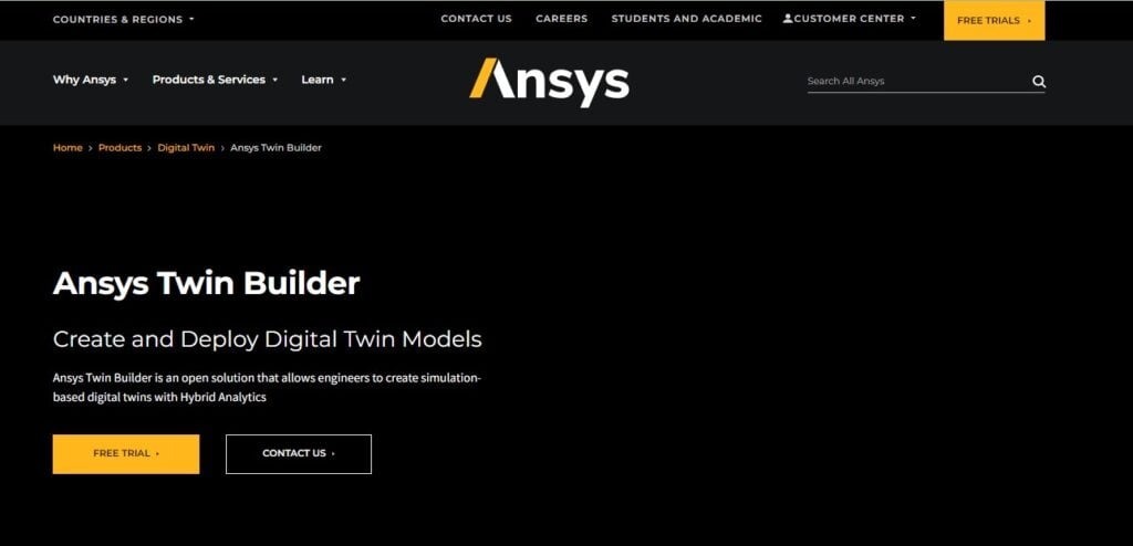 Ansys Twin Builder screenshot - Guida ai 10 Migliori Software Digital Twin del 2026