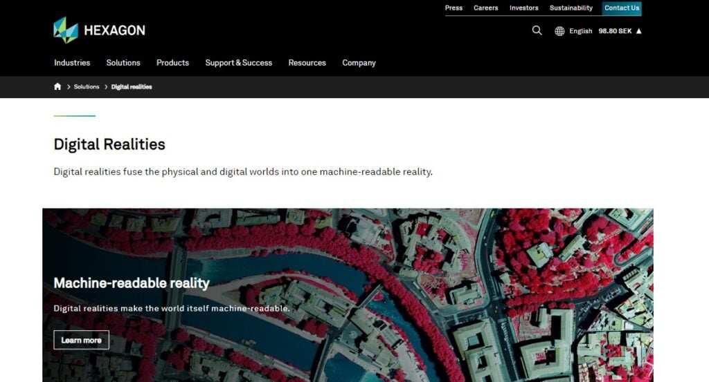Hexagon Smart Digital Realities screenshot - Guida ai 10 Migliori Software Digital Twin del 2026