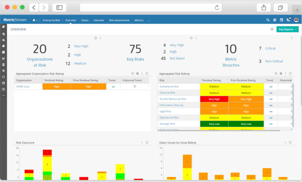 MetricStream screenshot - Le 10 migliori soluzioni software per la conformità esaminate nel 2026