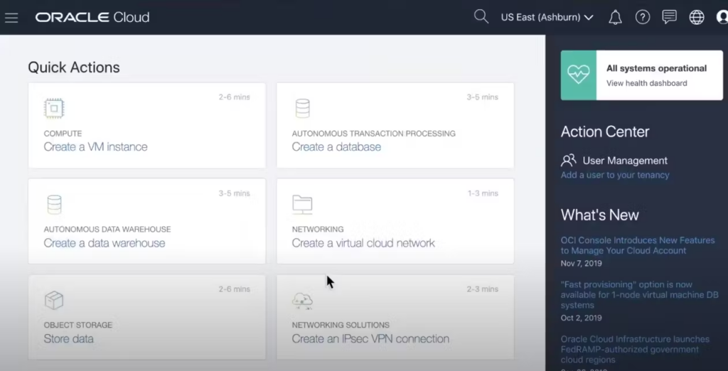 Oracle Cloud Infrastructure (OCI) screenshot - Le 10 migliori alternative a Google Cloud recensite nel 2026