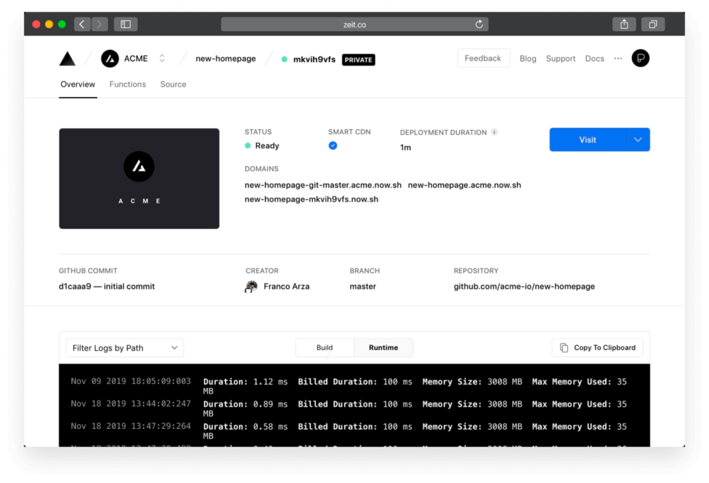 Vercel screenshot - 10 Migliori Alternative a Heroku Recensite nel 2026