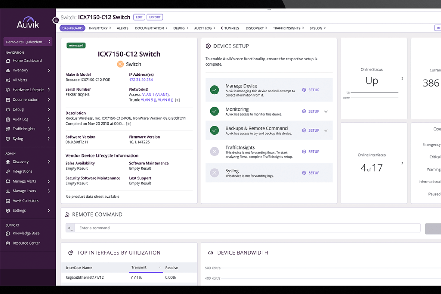 Auvik screenshot - I 10 migliori software di gestione delle risorse per team IT nel 2026