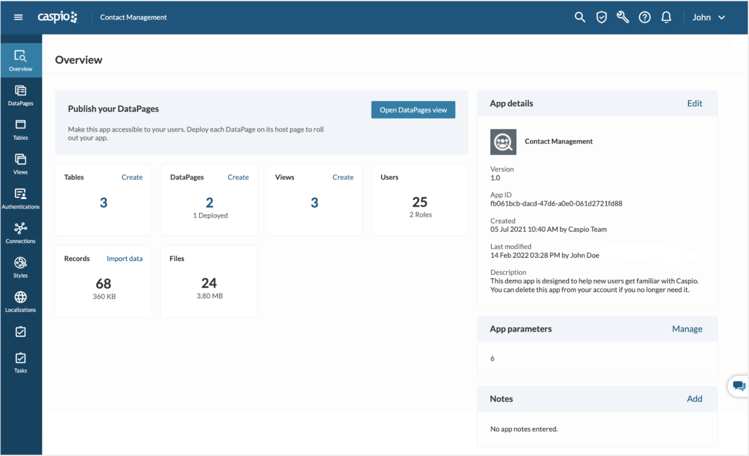 Caspio screenshot - Le 10 Migliori Piattaforme Low-Code per Creare App nel 2026