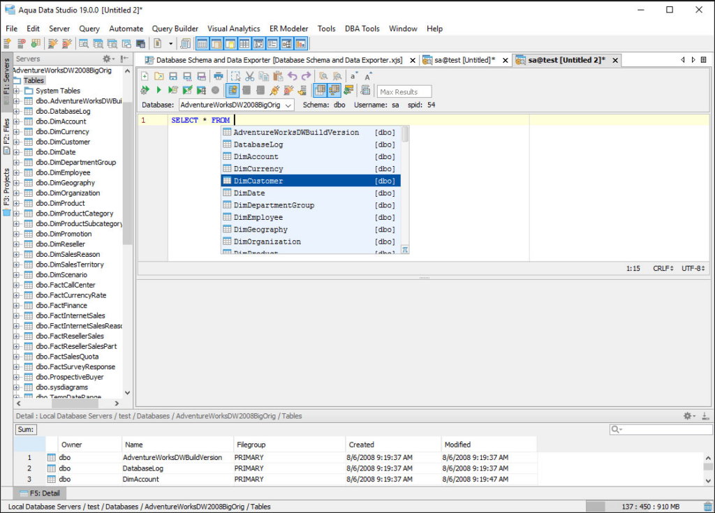 Aqua Data Studio screenshot - I 10 migliori strumenti per creare query SQL recensiti nel 2026