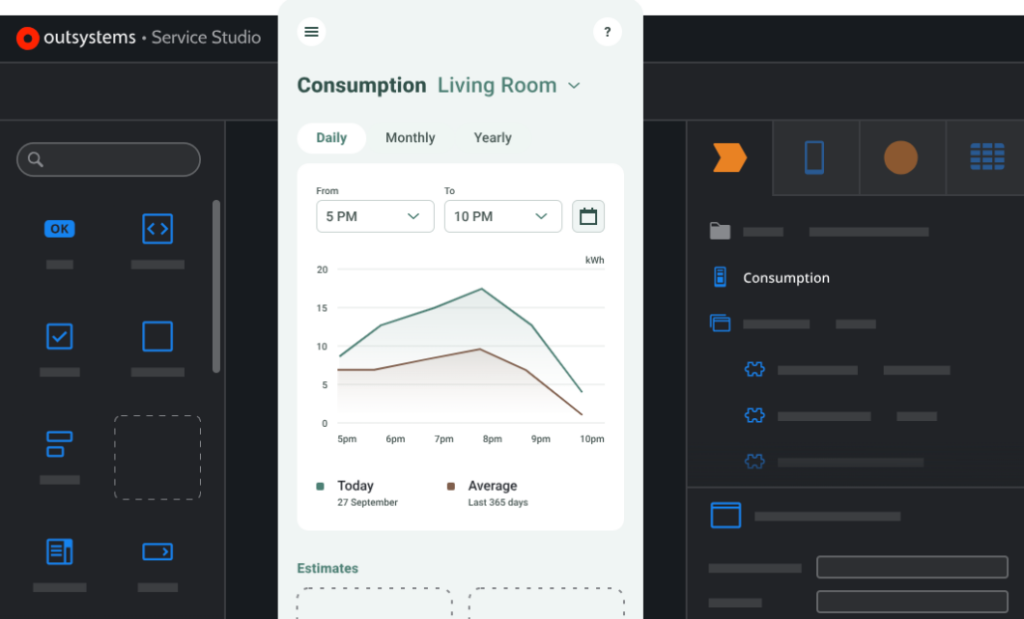 OutSystems screenshot - Le 10 migliori piattaforme per creare app con il drag and drop recensite nel 2026