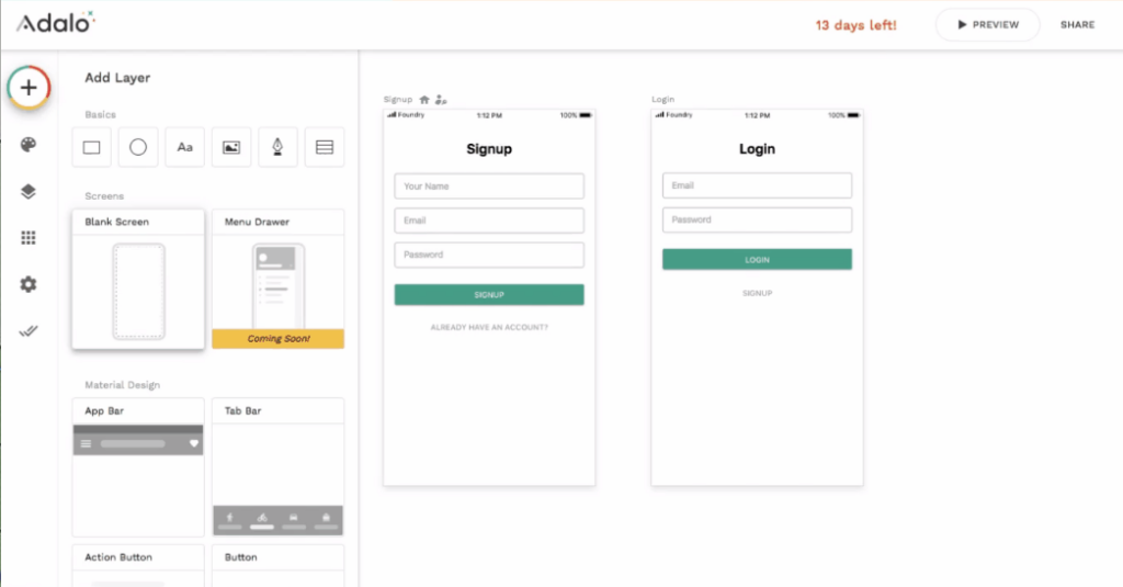 Adalo screenshot - Le 10 migliori piattaforme per creare app con il drag and drop recensite nel 2026
