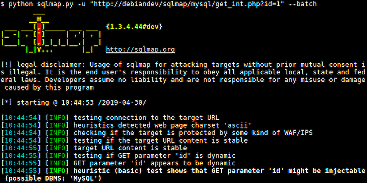 SQLMap screenshot - Le 10 Migliori Strumenti per il Test della Sicurezza Recensiti nel 2026