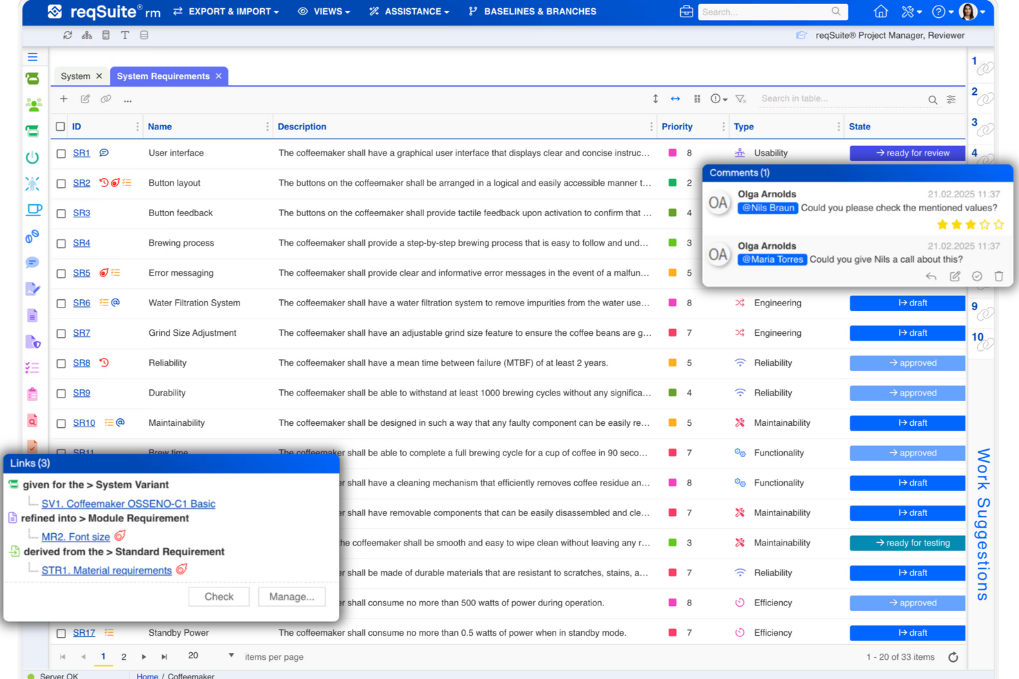 reqSuite® rm screenshot - Le 10 migliori soluzioni software per la gestione dei requisiti recensite per il 2026