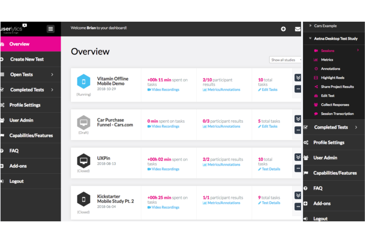 Userlytics screenshot - Le 10 Migliori Strumenti di Test di Usabilità per Feedback Reali nel 2026