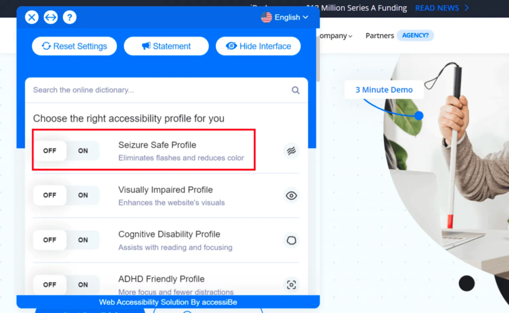 accessiBe screenshot - 10 Migliori Strumenti di Test dell’Accessibilità Web nel 2026