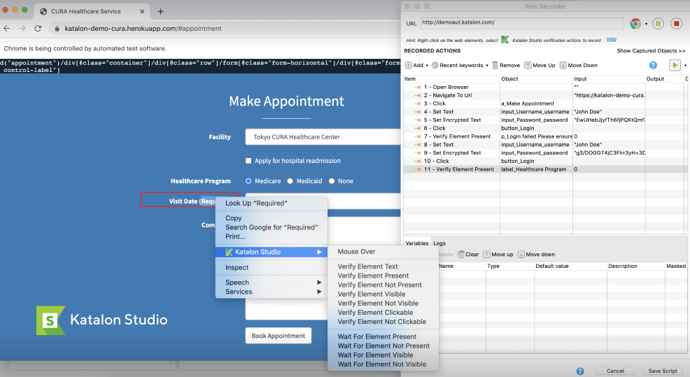 Katalon Studio screenshot - 10 migliori strumenti open source per la gestione dei test recensiti nel 2026