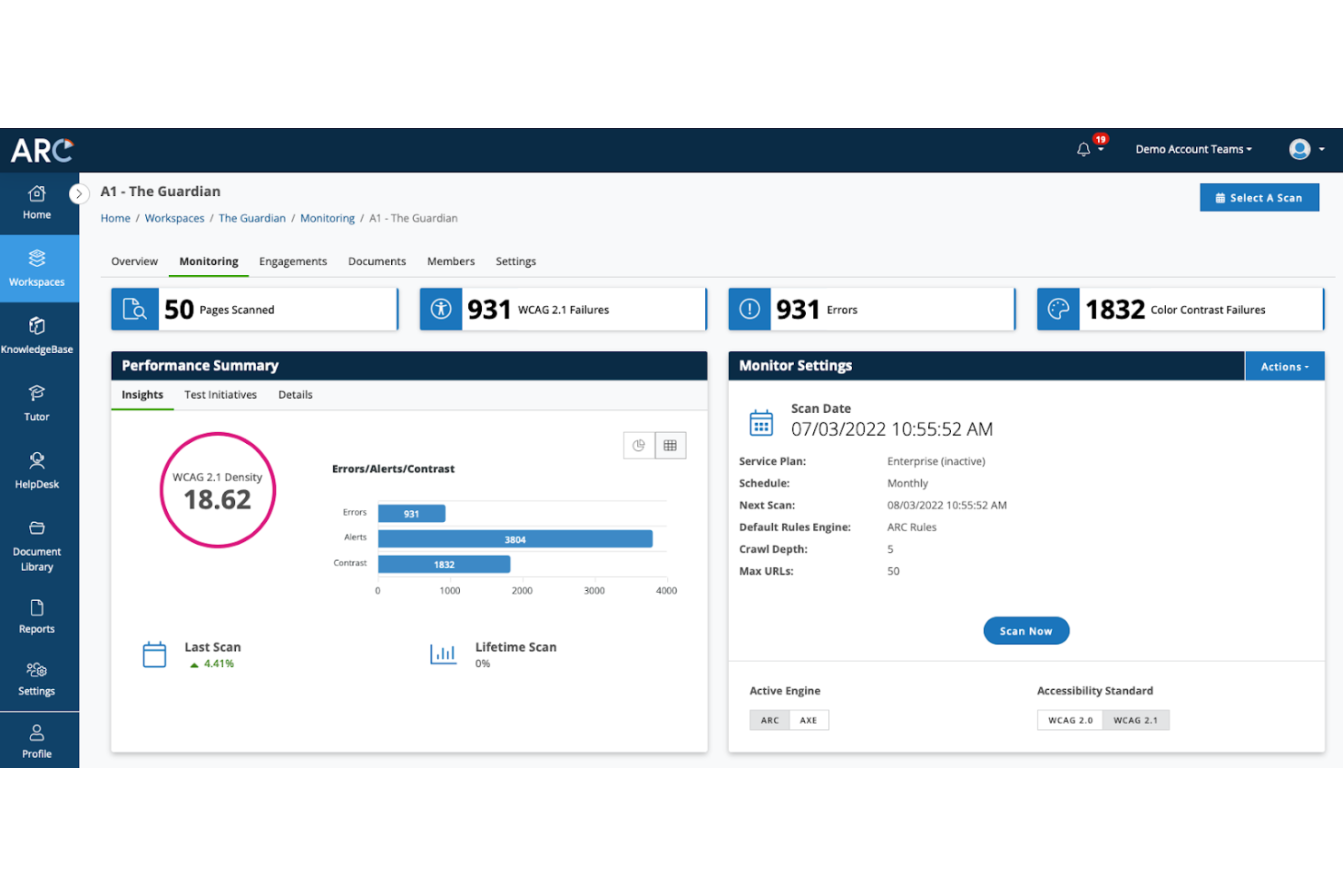 ARC Platform by TPGi screenshot - I 10 migliori strumenti di test dell’accessibilità dei siti web per il 2026