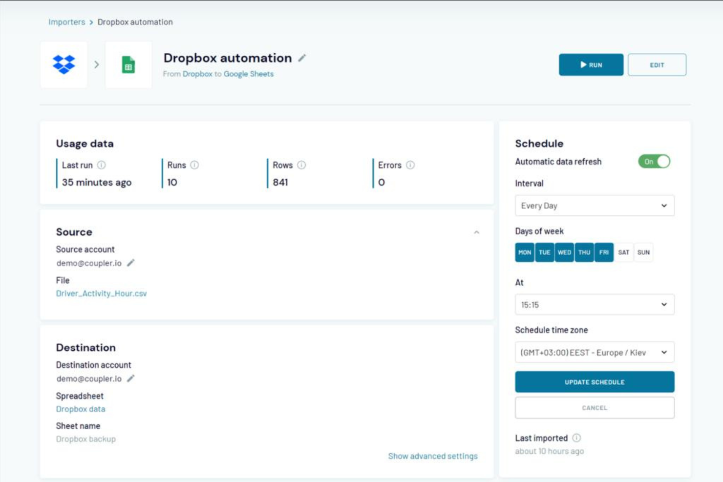 Coupler.io screenshot - Le 10 Migliori Soluzioni Software per l’Estrazione dei Dati per il 2026