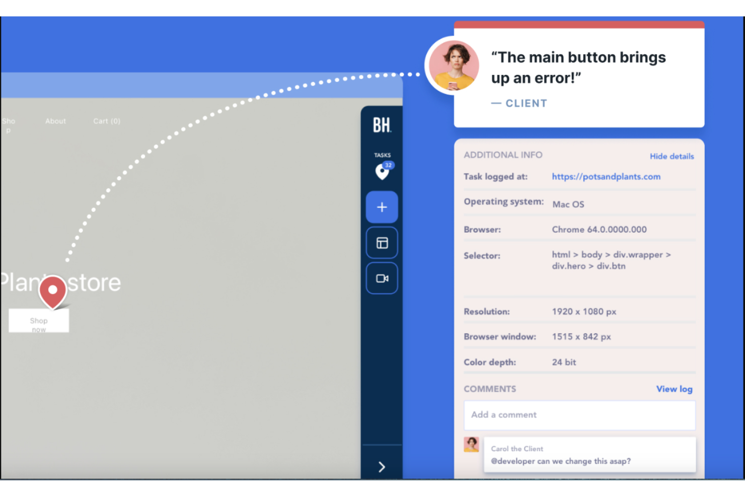 BugHerd screenshot - I 10 migliori strumenti di automazione QA per il testing software nel 2026