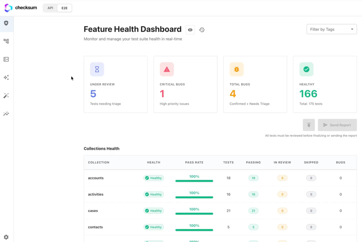 Checksum screenshot - I 10 migliori strumenti di automazione QA per il testing software nel 2026