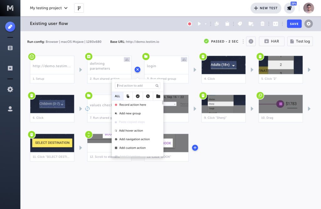 Tricentis Testim screenshot - I 10 migliori strumenti di automazione QA per il testing software nel 2026