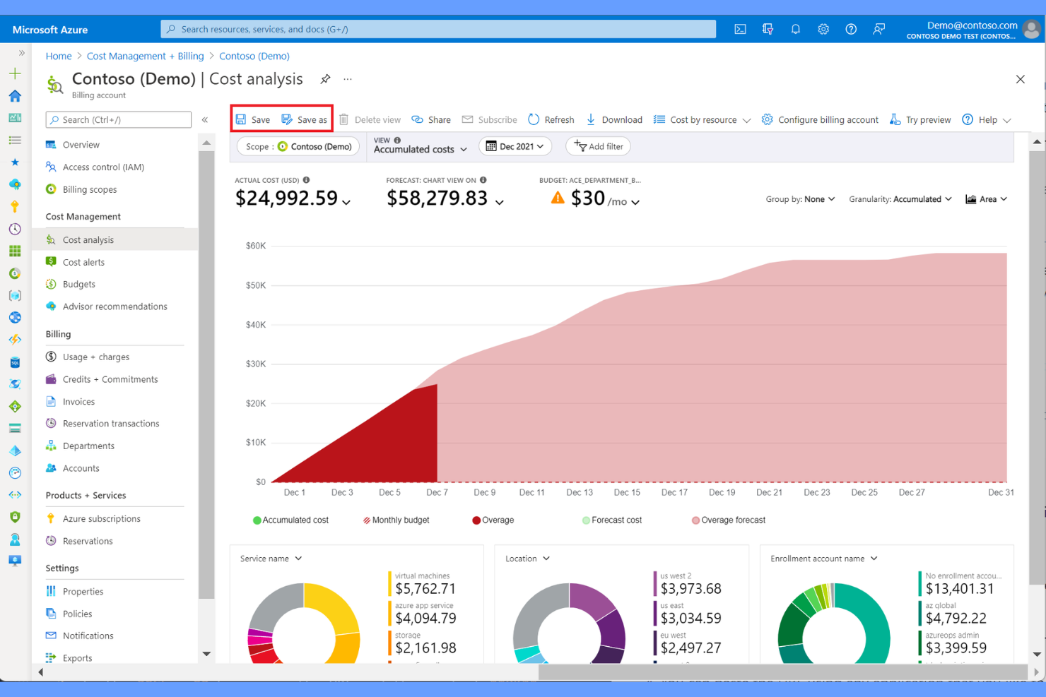 Microsoft Cost Management screenshot - 10 Mejores Herramientas de Gestión de Costes de Azure para 2026