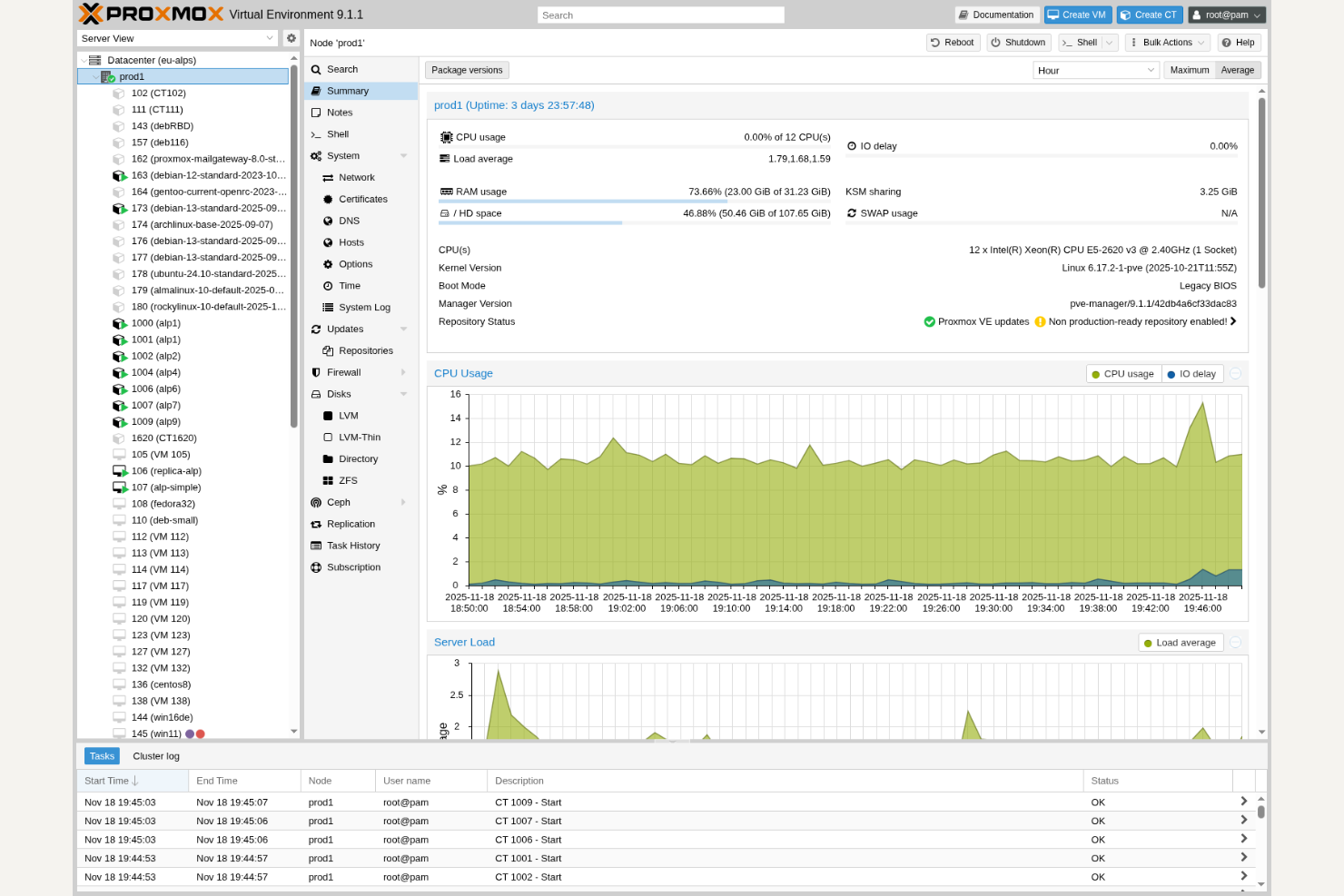 Proxmox VE screenshot - 16 Mejores Alternativas a Parallels para 2026