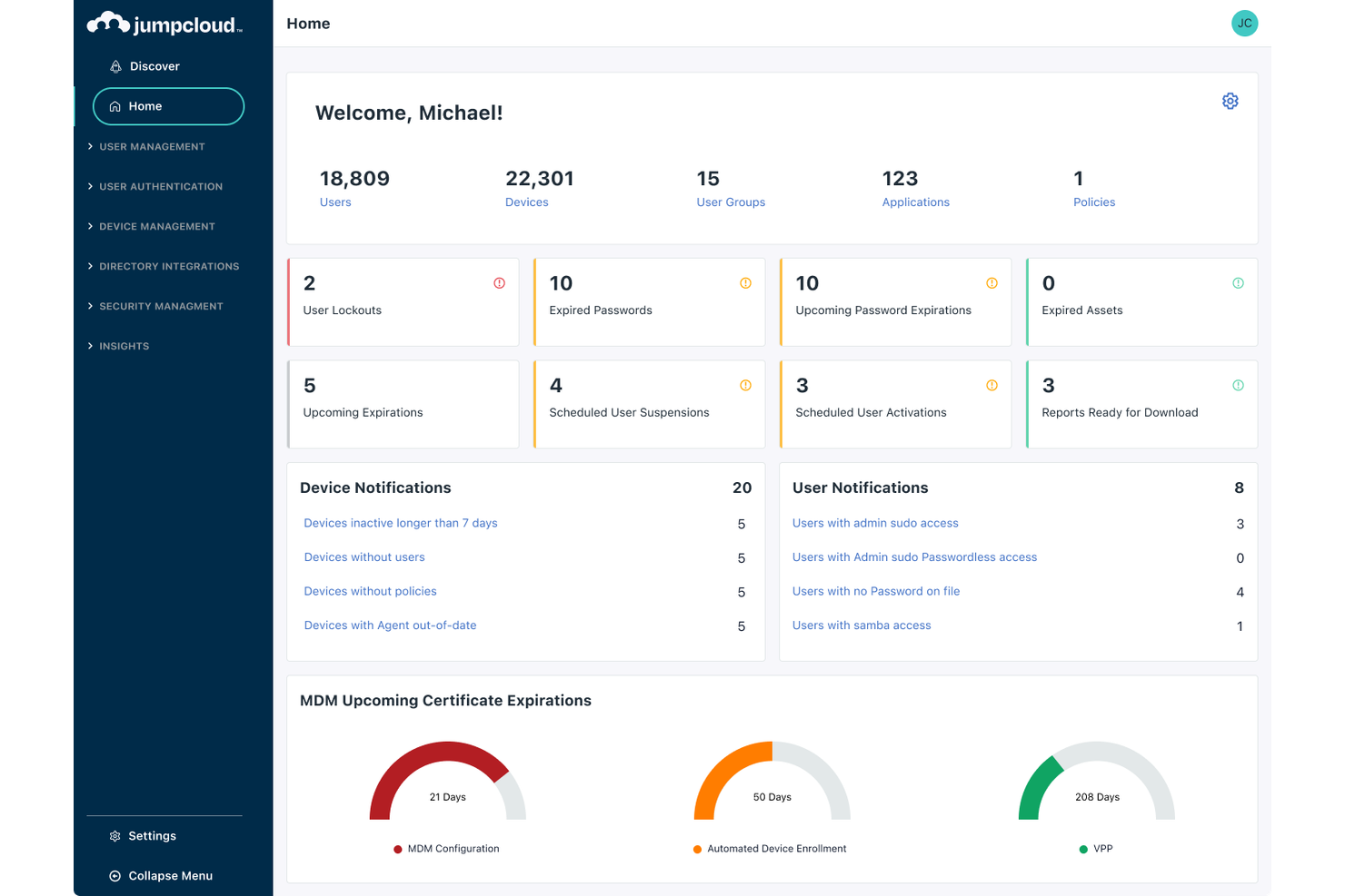 JumpCloud screenshot - 10 mejores alternativas a Automox en 2026