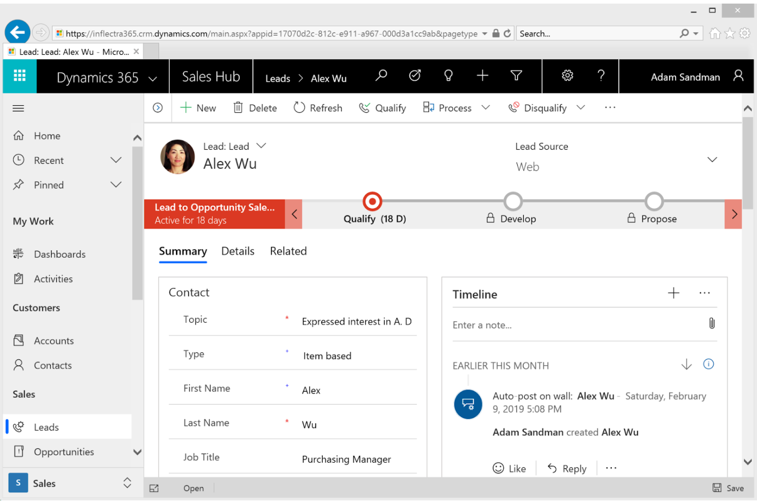 Microsoft Dynamics 365 screenshot - 10 Mejores Alternativas a Zoho Seleccionadas para 2026