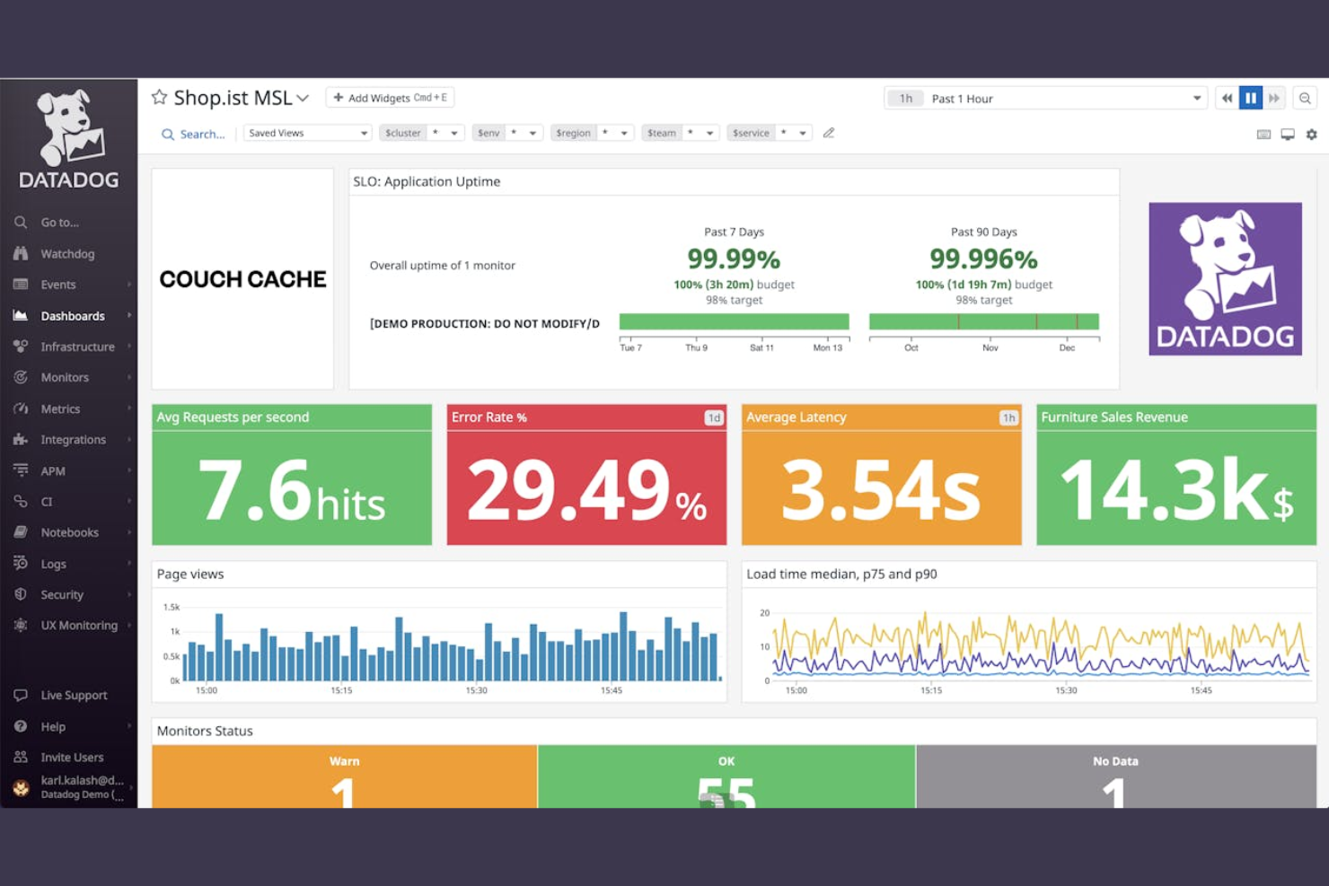 Datadog screenshot - 10 Mejores Alternativas a WhatsUp Gold para 2026