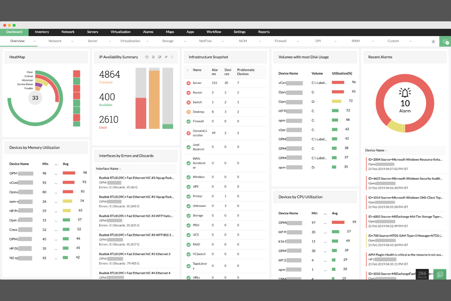 ManageEngine OpManager screenshot - 10 Mejores Alternativas a WhatsUp Gold para 2026