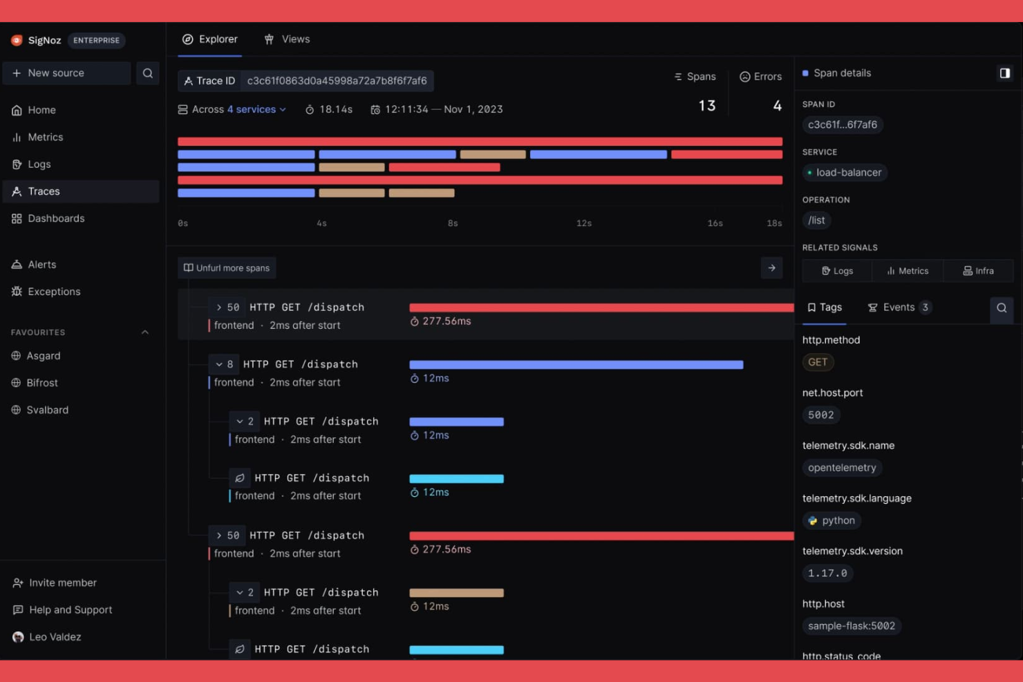 SigNoz screenshot - 10 Mejores Alternativas a Grafana para 2026
