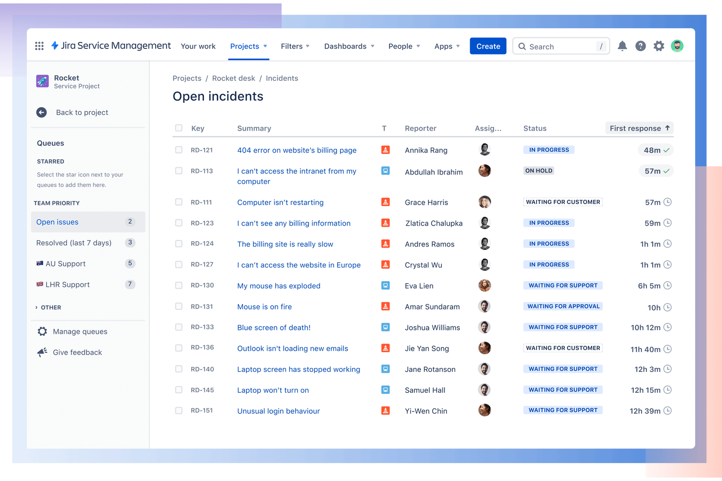 Jira Service Management screenshot - Las 10 Mejores Alternativas a SysAid Elegidas para 2026
