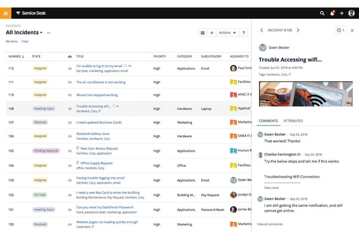 SolarWinds Service Desk screenshot - Las 10 Mejores Alternativas a SysAid Elegidas para 2026