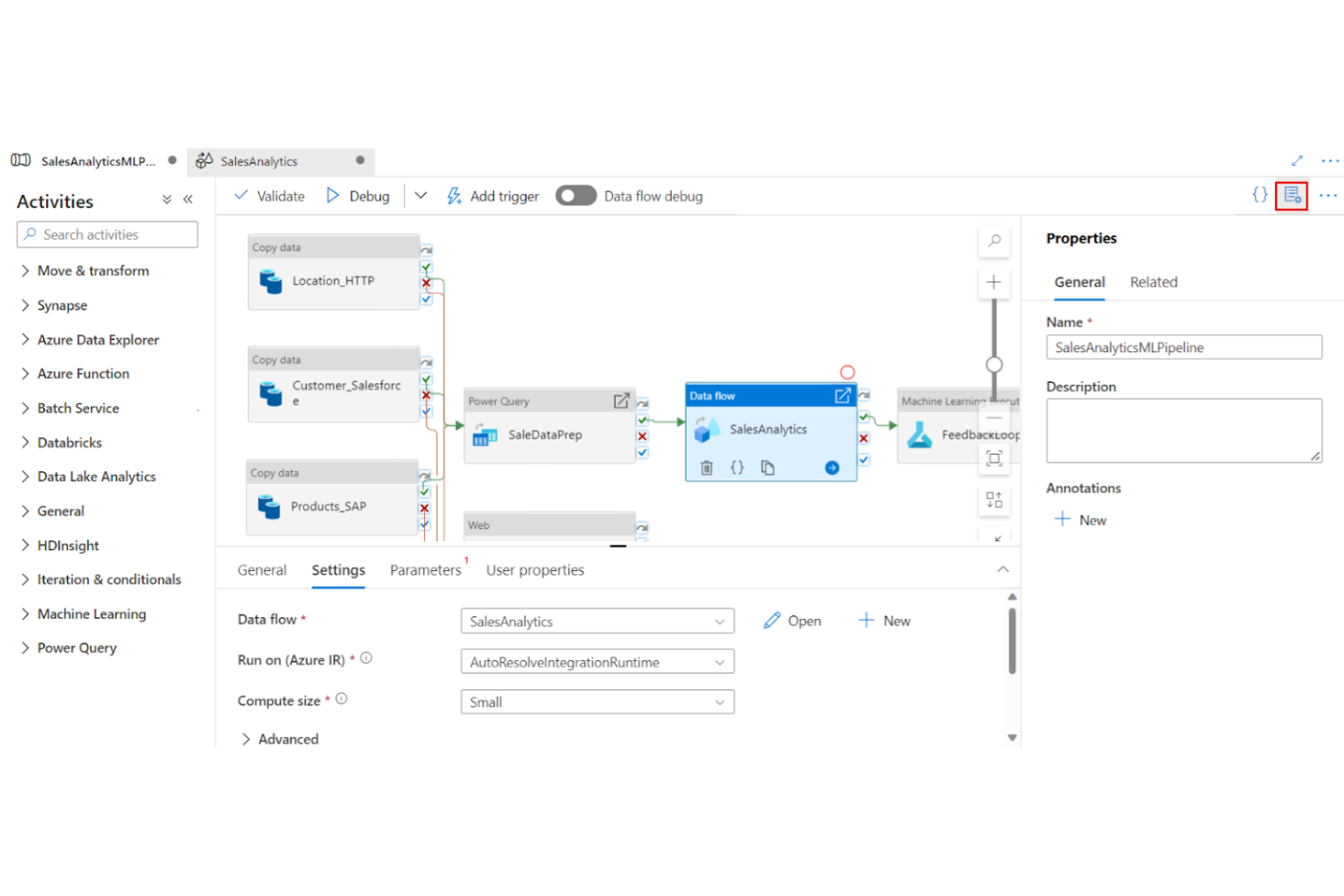 Azure Data Factory screenshot - 12 Herramientas ETL Empresariales Seleccionadas para 2026