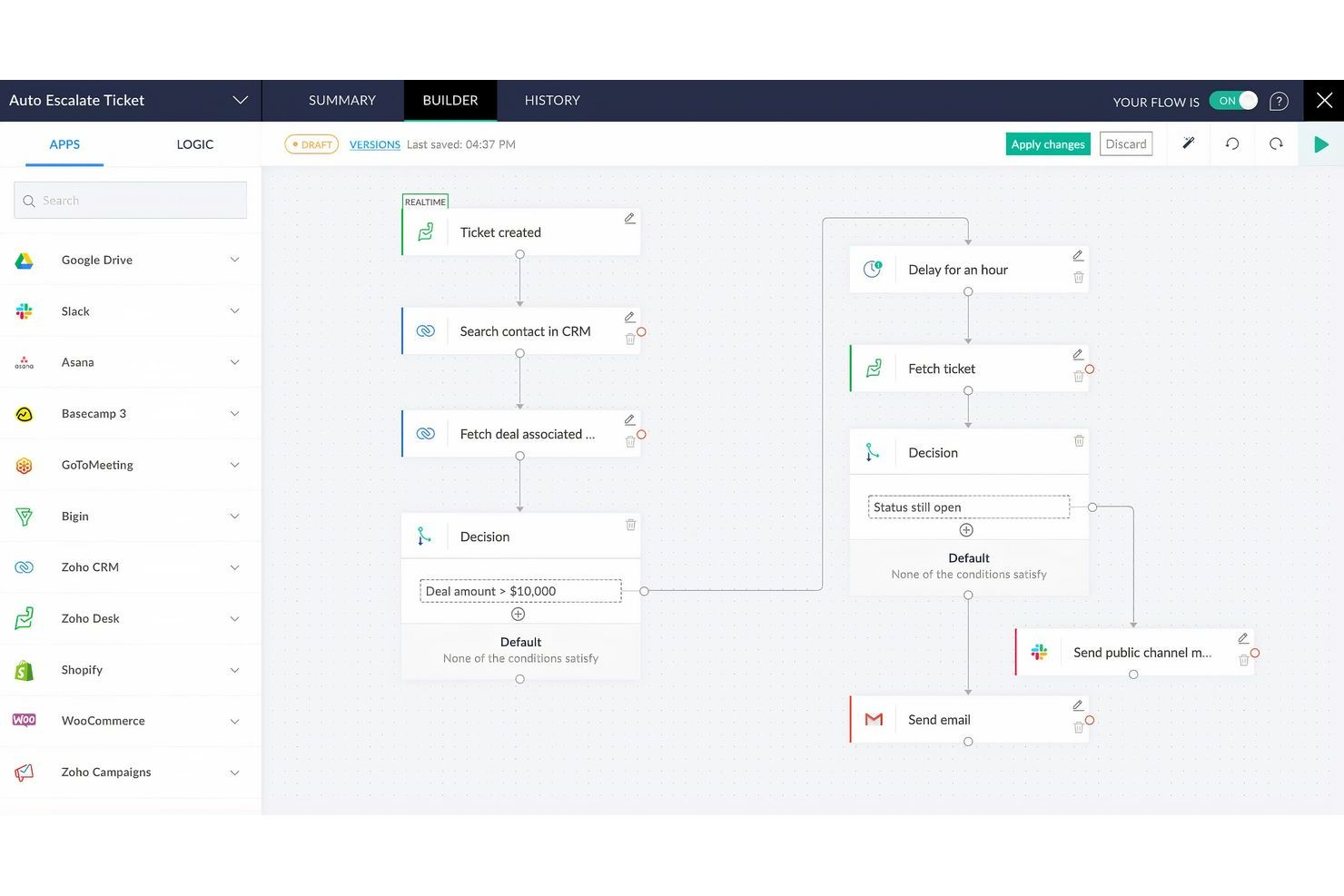 Zoho Flow screenshot - 10 Mejores Alternativas a Zapier para 2026 Con Sus Principales Características y Usos