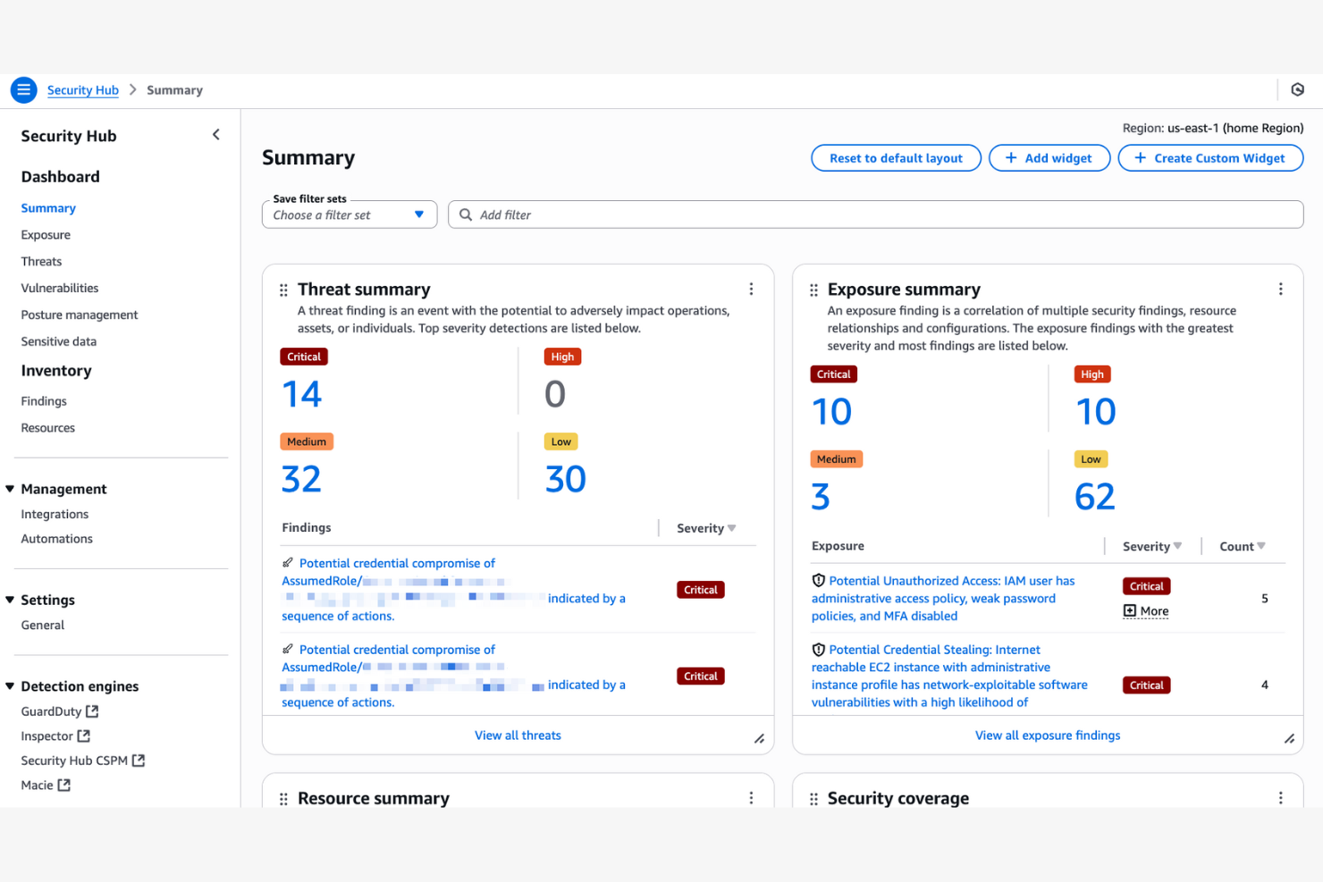 AWS Security Hub screenshot - 10 Herramientas de Cumplimiento en la Nube para 2026