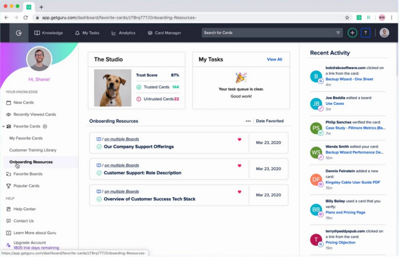 Guru screenshot - 10 Mejores Alternativas a Confluence Analizadas en 2026