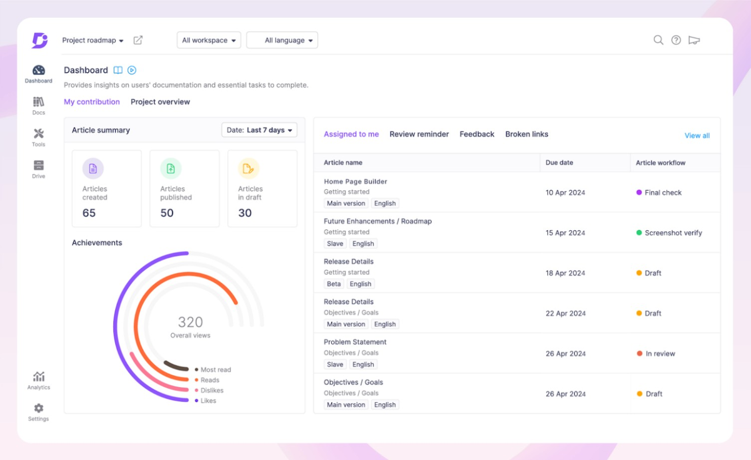 Document360 screenshot - 10 Mejores Alternativas a Confluence Analizadas en 2026