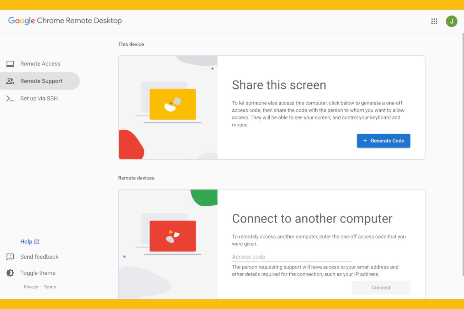 Chrome Remote Desktop screenshot - 10 alternativas a Citrix seleccionadas para 2026 con las mejores funciones de acceso remoto