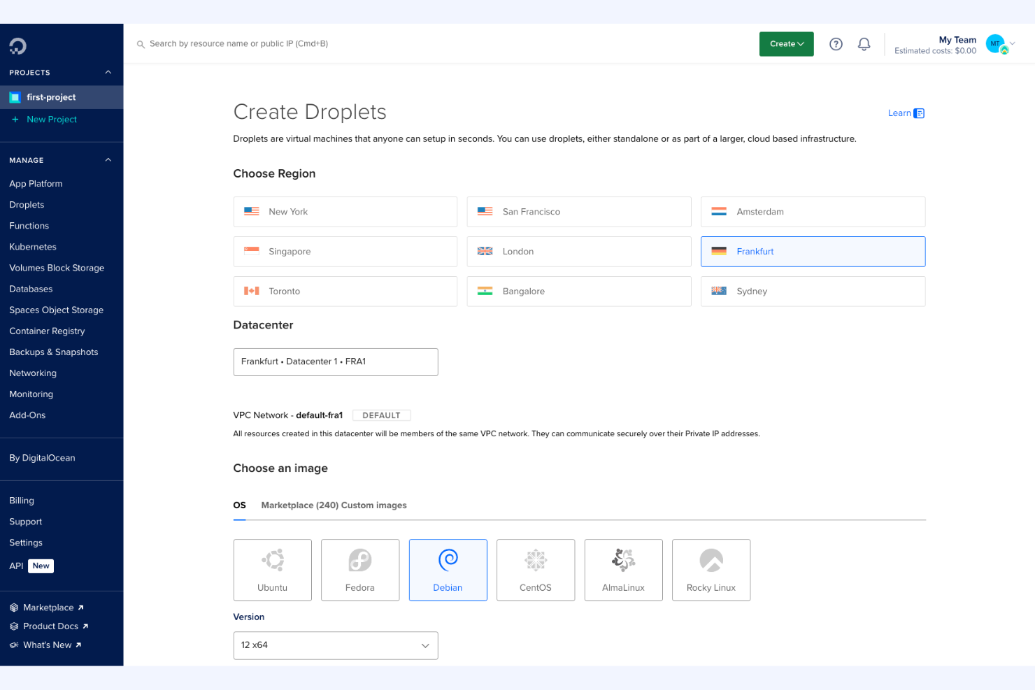 DigitalOcean screenshot - 10 Mejores Alternativas a Datto Analizadas en 2026