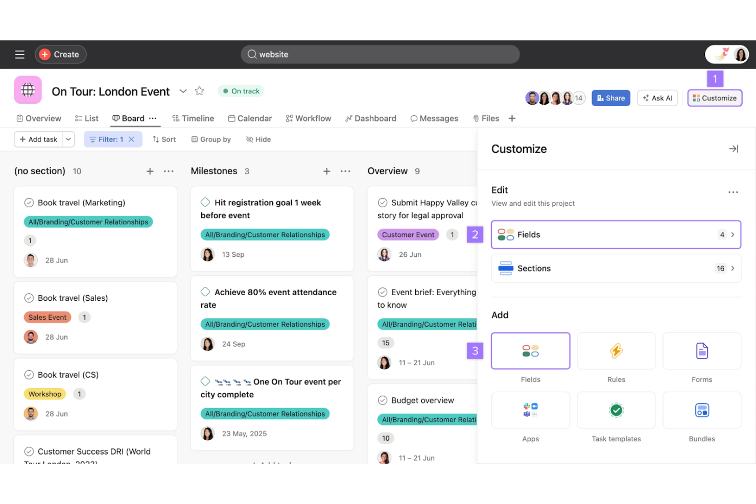 Asana screenshot - 10 Mejores alternativas a monday.com analizadas en 2026