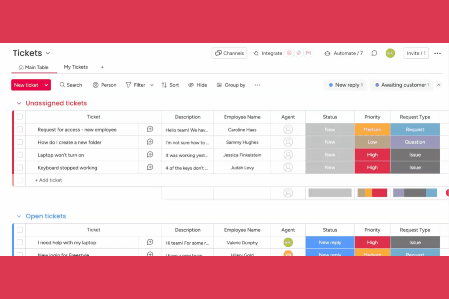 monday service screenshot - 10 Mejores Alternativas a Freshdesk Analizadas en 2026