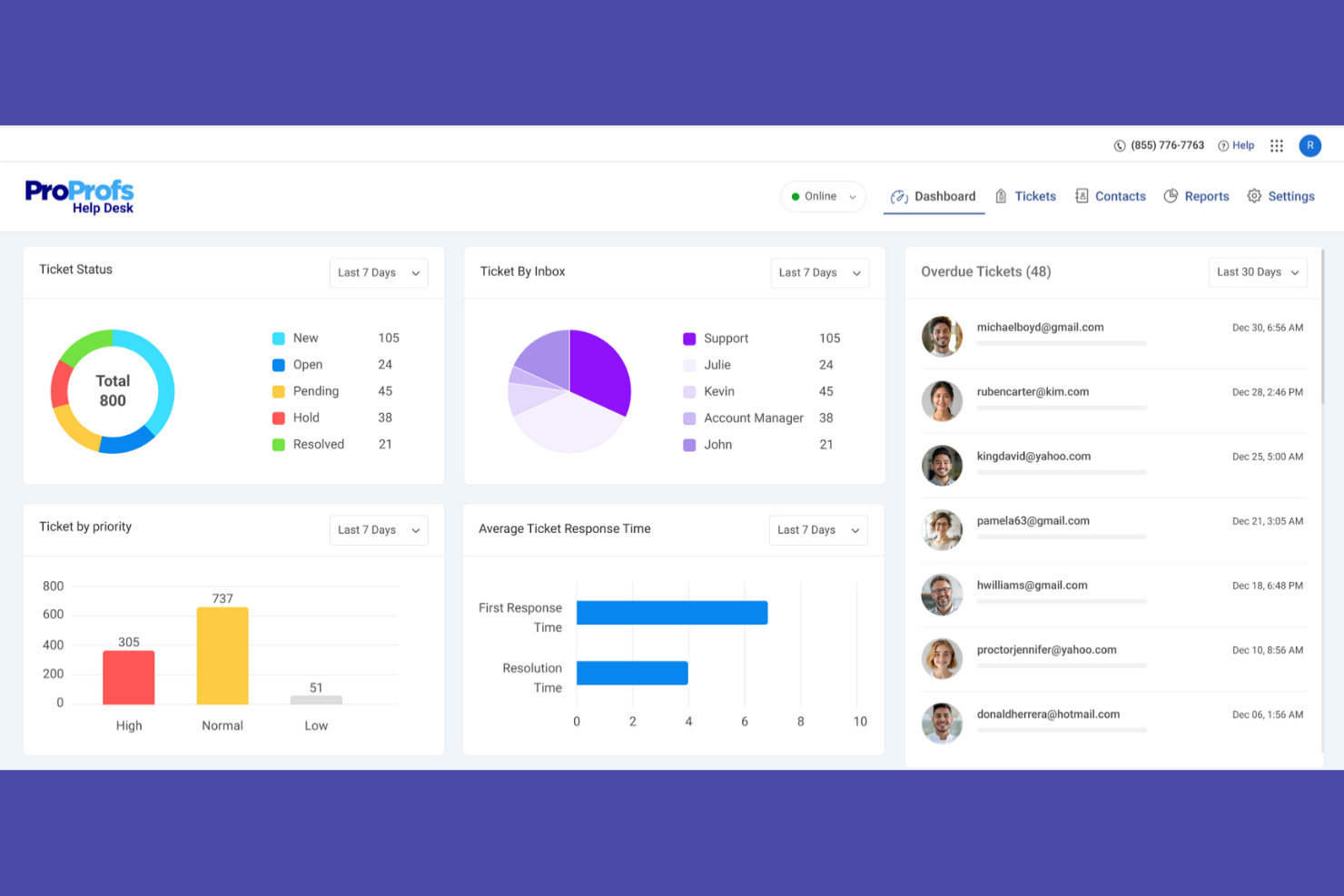 ProProfs Help Desk screenshot - 10 Mejores Alternativas a Freshdesk Analizadas en 2026