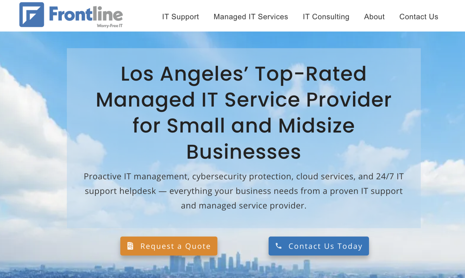 Frontline, LLC screenshot - 10 Mejores Proveedores de Servicios Gestionados en Los Ángeles Revisados en 2026